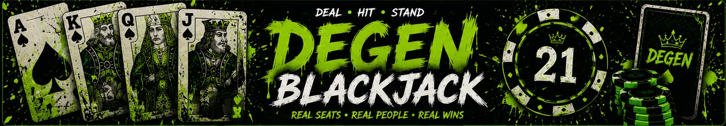 Degen Blackjack — deal, hit, stand