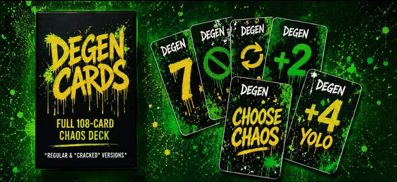 The Degen Cards deck â 108 cards, regular and cracked